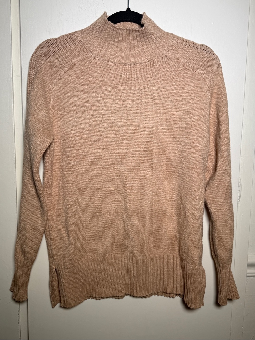 Tahari Women's Neutral Ribbed Mock Neck Sweater XS- Beige NWT